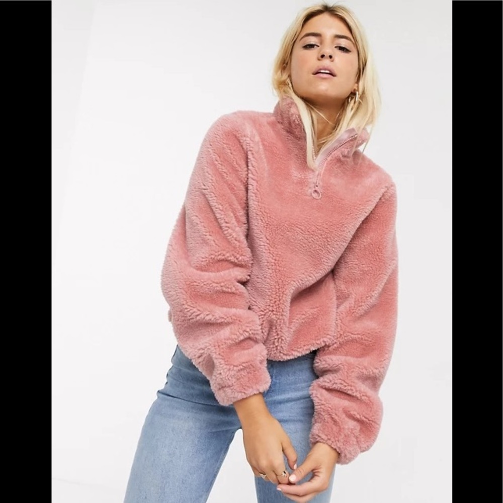 ASOS DESIGN fleece jacket with half zip